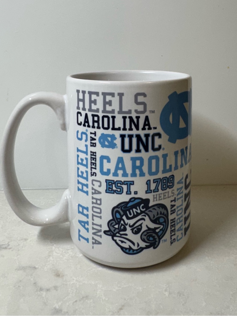 UNC Carolina White and Carolina Blue Ceramic Coffee Mug